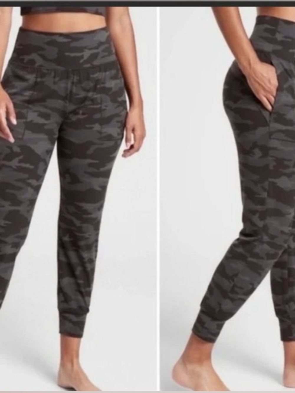 Athleta Salutation camo, gray, black jogger nylon comfy high rise pants L - Picture 12 of 12